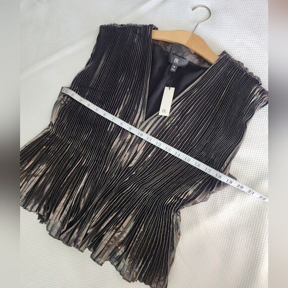 Banana Republic Metallic Pleated Women's Top - Silver Black New With Tags - Picture 6 of 14
